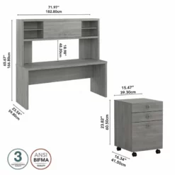 Echo 72W Computer Desk With Hutch & Drawers In Modern Gray - Engineered Wood 38 Echo 72W Computer Desk With Hutch & Drawers In Modern Gray - Engineered Wood -CYMAX Sales 2517771 4 L 1