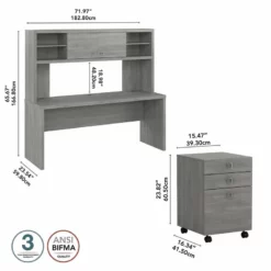 Echo 72W Computer Desk With Hutch & Drawers In White And Gray - Engineered Wood 38 Echo 72W Computer Desk With Hutch & Drawers In White And Gray - Engineered Wood -CYMAX Sales 2517771 4 L