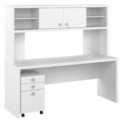 Echo 72W Computer Desk With Hutch & Drawers In White And Gray - Engineered Wood 28 Echo 72W Computer Desk With Hutch & Drawers In White And Gray - Engineered Wood -CYMAX Sales 2517772 L