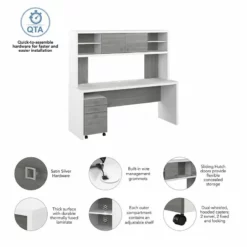 Echo 72W Computer Desk With Hutch & Drawers In Modern Gray - Engineered Wood 24 Echo 72W Computer Desk With Hutch & Drawers In Modern Gray - Engineered Wood -CYMAX Sales 2517773 2 L 1