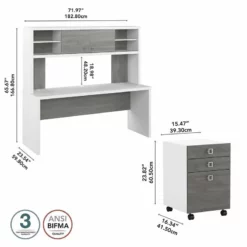 Echo 72W Computer Desk With Hutch & Drawers In Modern Gray - Engineered Wood 26 Echo 72W Computer Desk With Hutch & Drawers In Modern Gray - Engineered Wood -CYMAX Sales 2517773 4 L 1