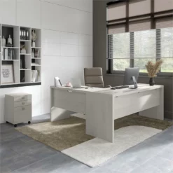 Echo 72W L Shaped Computer Desk With Drawers In Modern Gray - Engineered Wood 41 Echo 72W L Shaped Computer Desk With Drawers In Modern Gray - Engineered Wood -CYMAX Sales 2517796 1 L 2