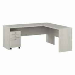 Echo 72W L Shaped Computer Desk With Drawers In White And Gray - Engineered Wood 40 Echo 72W L Shaped Computer Desk With Drawers In White And Gray - Engineered Wood -CYMAX Sales 2517796 L