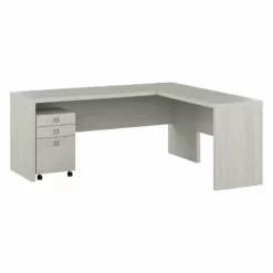 Echo 72W L Shaped Computer Desk With Drawers In Pure White - Engineered Wood 40 Echo 72W L Shaped Computer Desk With Drawers In Pure White - Engineered Wood -CYMAX Sales 2517796 L 3