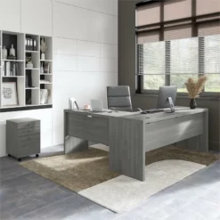 Echo 72W L Shaped Computer Desk With Drawers In Charcoal Maple - Engineered Wood 35 Echo 72W L Shaped Computer Desk With Drawers In Charcoal Maple - Engineered Wood -CYMAX Sales 2517797 1 L 1