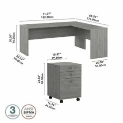 Echo 72W L Shaped Computer Desk With Drawers In White And Gray - Engineered Wood 38 Echo 72W L Shaped Computer Desk With Drawers In White And Gray - Engineered Wood -CYMAX Sales 2517797 4 L
