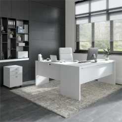 Echo 72W L Shaped Computer Desk With Drawers In Modern Gray - Engineered Wood 29 Echo 72W L Shaped Computer Desk With Drawers In Modern Gray - Engineered Wood -CYMAX Sales 2517798 1 L 2
