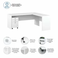 Echo 72W L Shaped Computer Desk With Drawers In Pure White - Engineered Wood 30 Echo 72W L Shaped Computer Desk With Drawers In Pure White - Engineered Wood -CYMAX Sales 2517798 2 L 3