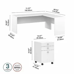 Echo 72W L Shaped Computer Desk With Drawers In Modern Gray - Engineered Wood 32 Echo 72W L Shaped Computer Desk With Drawers In Modern Gray - Engineered Wood -CYMAX Sales 2517798 4 L 2
