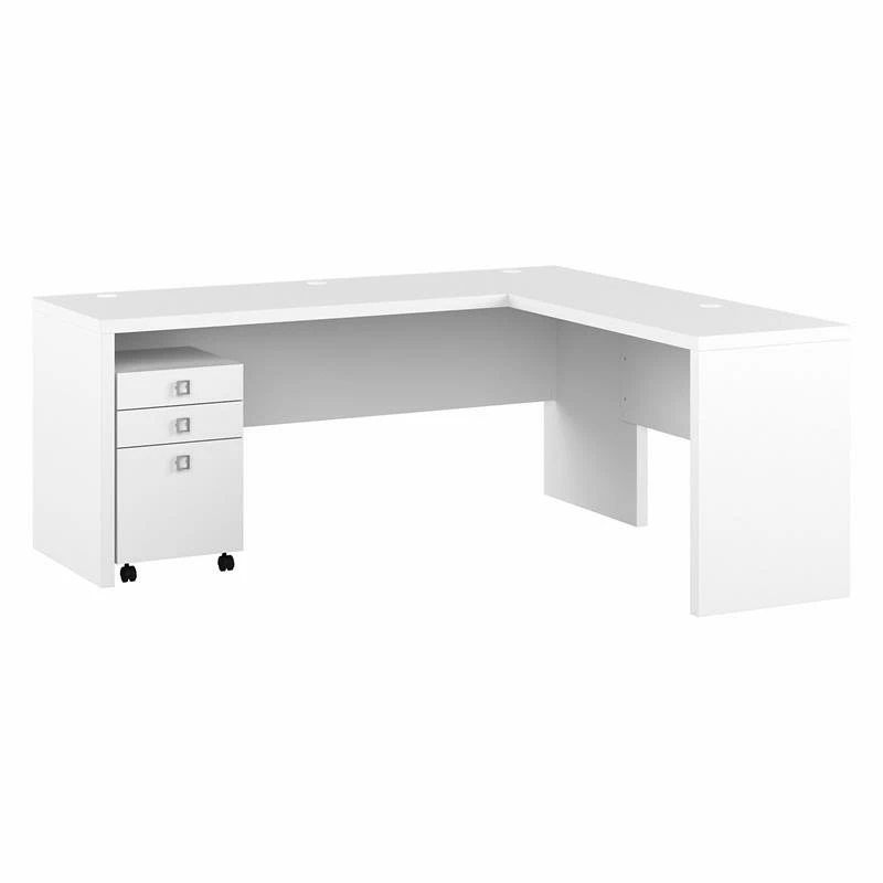 Echo 72W L Shaped Computer Desk With Drawers In White And Gray - Engineered Wood 9 Echo 72W L Shaped Computer Desk With Drawers In White And Gray - Engineered Wood - Image 7