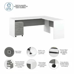 Echo 72W L Shaped Computer Desk With Drawers In Pure White - Engineered Wood 24 Echo 72W L Shaped Computer Desk With Drawers In Pure White - Engineered Wood -CYMAX Sales 2517799 2 L 3