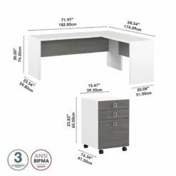 Echo 72W L Shaped Computer Desk With Drawers In Pure White - Engineered Wood 26 Echo 72W L Shaped Computer Desk With Drawers In Pure White - Engineered Wood -CYMAX Sales 2517799 4 L 3