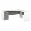 Echo 72W L Shaped Computer Desk With Drawers In White And Gray - Engineered Wood