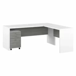 Echo 72W L Shaped Computer Desk With Drawers In Pure White - Engineered Wood