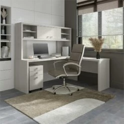 Echo 72W L Shaped Desk With Hutch & Drawers In Modern Gray - Engineered Wood -CYMAX Sales 2517801 1 L