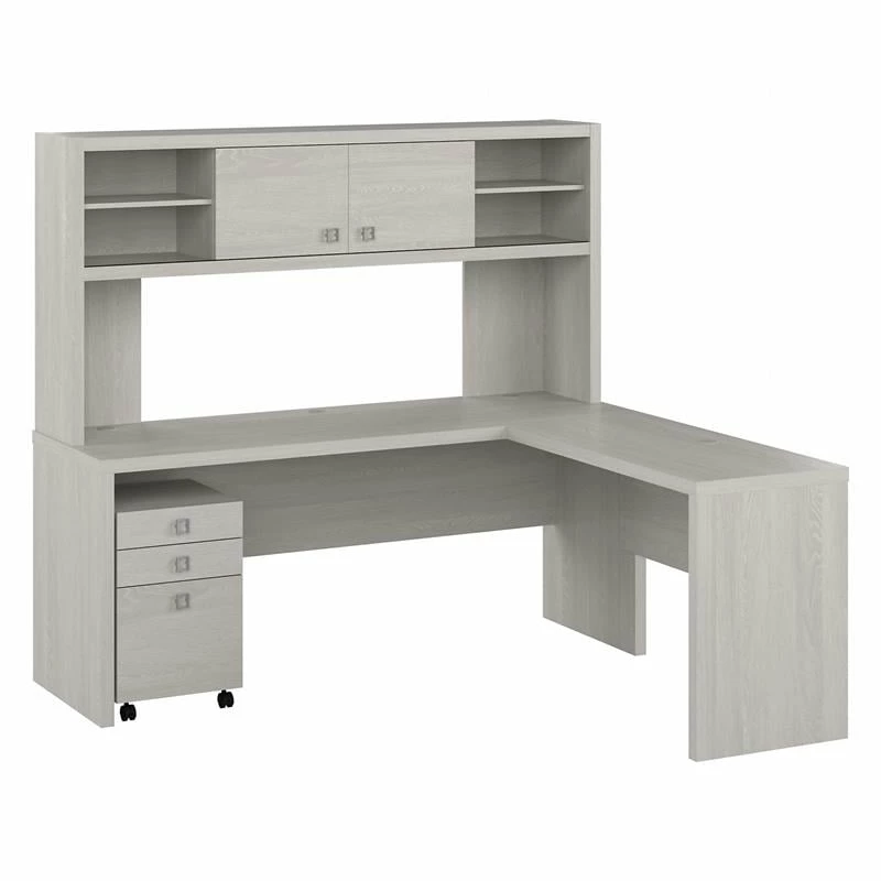 Echo 72W L Shaped Desk With Hutch & Drawers In Charcoal Maple - Engineered Wood 21 Echo 72W L Shaped Desk With Hutch & Drawers In Charcoal Maple - Engineered Wood - Image 19