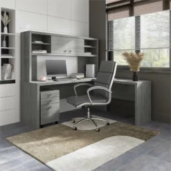 Echo 72W L Shaped Desk With Hutch & Drawers In Charcoal Maple - Engineered Wood 35 Echo 72W L Shaped Desk With Hutch & Drawers In Charcoal Maple - Engineered Wood -CYMAX Sales 2517802 1 L 3