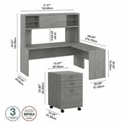 Echo 72W L Shaped Desk With Hutch & Drawers In Modern Gray - Engineered Wood -CYMAX Sales 2517802 4 L