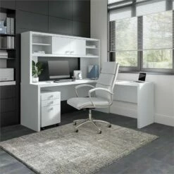 Echo 72W L Shaped Desk With Hutch & Drawers In Modern Gray - Engineered Wood -CYMAX Sales 2517803 1 L