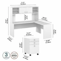 Echo 72W L Shaped Desk With Hutch & Drawers In Modern Gray - Engineered Wood -CYMAX Sales 2517803 4 L