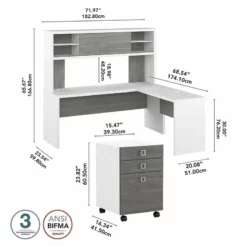 Echo 72W L Shaped Desk With Hutch & Drawers In Charcoal Maple - Engineered Wood 26 Echo 72W L Shaped Desk With Hutch & Drawers In Charcoal Maple - Engineered Wood -CYMAX Sales 2517804 4 L 3