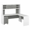 Echo 72W L Shaped Desk With Hutch & Drawers In Modern Gray - Engineered Wood -CYMAX Sales 2517804 L