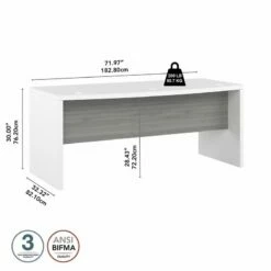 Echo 72W Bow Front Desk In Pure White And Modern Gray - Engineered Wood 26 Echo 72W Bow Front Desk In Pure White And Modern Gray - Engineered Wood -CYMAX Sales 2517813 4 L