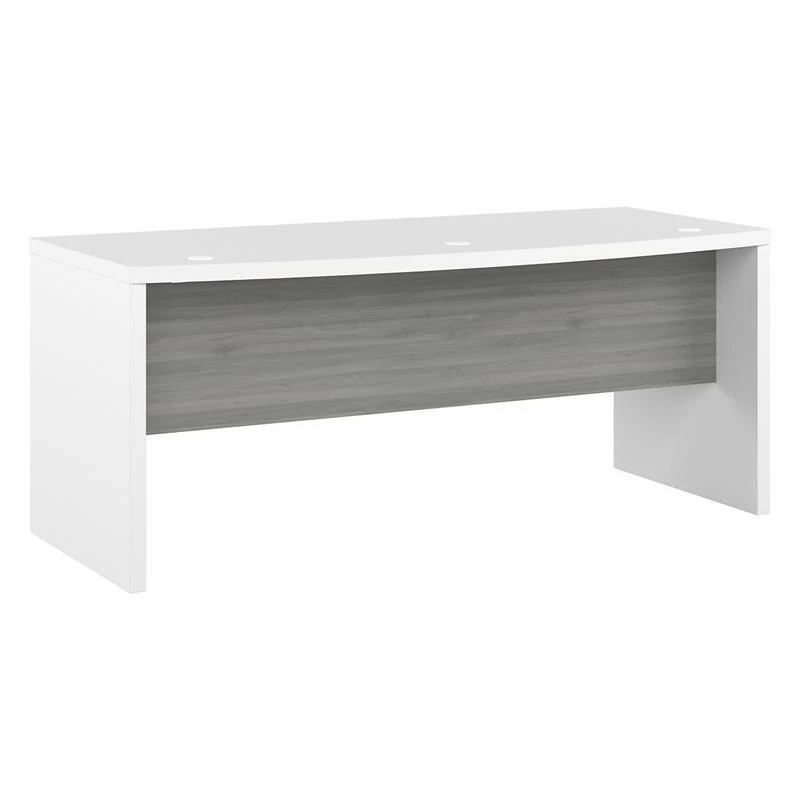 Echo 72W Bow Front Desk In Pure White And Modern Gray - Engineered Wood 3 Echo 72W Bow Front Desk In Pure White And Modern Gray - Engineered Wood