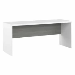 Echo 72W Computer Desk In Pure White And Modern Gray - Engineered Wood