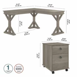 Homestead 60W L Shaped Desk With Drawers In Driftwood Gray - Engineered Wood -CYMAX Sales 2517849 4 L