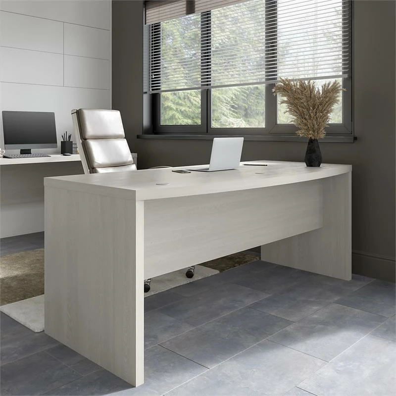 Echo 72W Bow Front Desk In Pure White And Modern Gray - Engineered Wood 22 Echo 72W Bow Front Desk In Pure White And Modern Gray - Engineered Wood - Image 20
