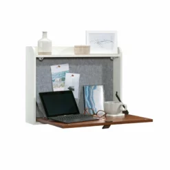 Sauder Anda Norr Engineered Wood Wall Mount Desk In Pearl Oak/Blaze Acacia -CYMAX Sales 2518651 5 L