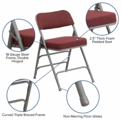 Flash Furniture Hercules Triple Braced Metal Folding Chair In Red (Set Of 2) -CYMAX Sales 2521372 5 L