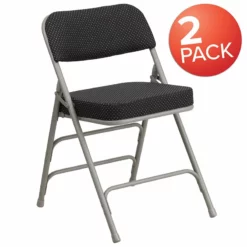 Flash Furniture Hercules Pin-Dot Fabric/Metal Folding Chair In Black (Set Of 2) 16 Flash Furniture Hercules Pin-Dot Fabric/Metal Folding Chair In Black (Set Of 2) -CYMAX Sales 2521373 5 L