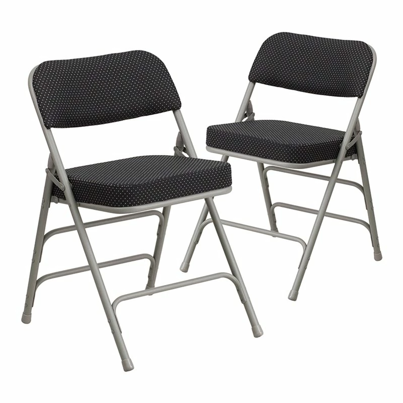 Flash Furniture Hercules Pin-Dot Fabric/Metal Folding Chair In Black (Set Of 2) 3 Flash Furniture Hercules Pin-Dot Fabric/Metal Folding Chair In Black (Set Of 2)