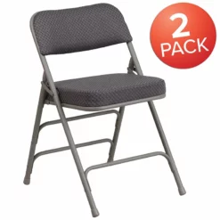 Flash Furniture Hercules Double Hinged Metal Folding Chair In Gray (Set Of 2) -CYMAX Sales 2521385 4 L