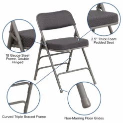 Flash Furniture Hercules Double Hinged Metal Folding Chair In Gray (Set Of 2) -CYMAX Sales 2521385 5 L