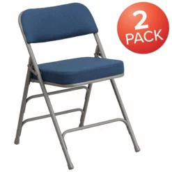 Flash Furniture Hercules Double Hinged Metal Folding Chair In Navy (Set Of 2) -CYMAX Sales 2521386 4 L