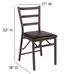 Flash Furniture Hercules Folding Ladder Back Metal Chair In Brown (Set Of 2) 18 Flash Furniture Hercules Folding Ladder Back Metal Chair In Brown (Set Of 2) -CYMAX Sales 2521407 7 L