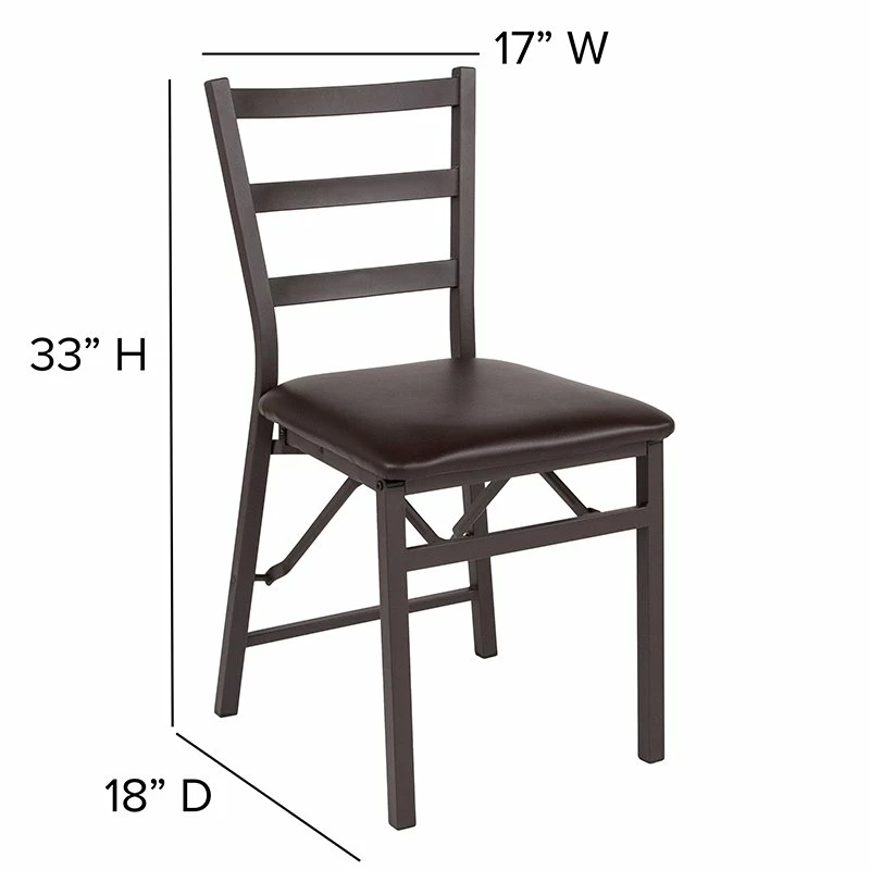 Flash Furniture Hercules Folding Ladder Back Metal Chair In Brown (Set Of 2) 10 Flash Furniture Hercules Folding Ladder Back Metal Chair In Brown (Set Of 2) - Image 8