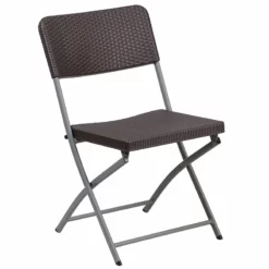 Flash Furniture Hercules Rattan Plastic Folding Chair In Brown/Gray (Set Of 2) -CYMAX Sales 2521408 2 L