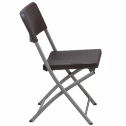 Flash Furniture Hercules Rattan Plastic Folding Chair In Brown/Gray (Set Of 2) -CYMAX Sales 2521408 3 L