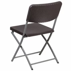 Flash Furniture Hercules Rattan Plastic Folding Chair In Brown/Gray (Set Of 2) -CYMAX Sales 2521408 4 L