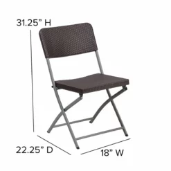 Flash Furniture Hercules Rattan Plastic Folding Chair In Brown/Gray (Set Of 2) -CYMAX Sales 2521408 7 L