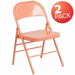 Flash Furniture Hercules Colorburst Metal Folding Chair In Orange (Set Of 2) -CYMAX Sales 2521422 5 L