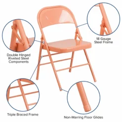 Flash Furniture Hercules Colorburst Metal Folding Chair In Orange (Set Of 2) -CYMAX Sales 2521422 6 L