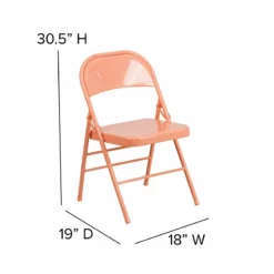 Flash Furniture Hercules Colorburst Metal Folding Chair In Orange (Set Of 2) -CYMAX Sales 2521422 7 L