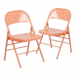 Flash Furniture Hercules Colorburst Metal Folding Chair In Orange (Set Of 2)