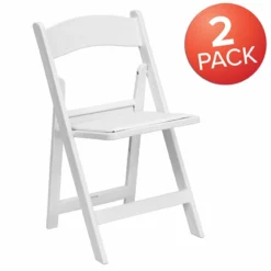 Flash Furniture Hercules Resin And Vinyl Folding Chair In White (Set Of 2) -CYMAX Sales 2521432 5 L
