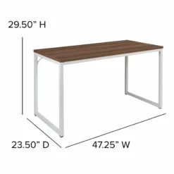 Flash Furniture Tiverton 47" Metal Commercial Grade Home Office Desk In Walnut -CYMAX Sales 2521437 7 L